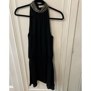 Remy Brook Silk Cocktail Dress With Rhinestone Collar Stunning Small